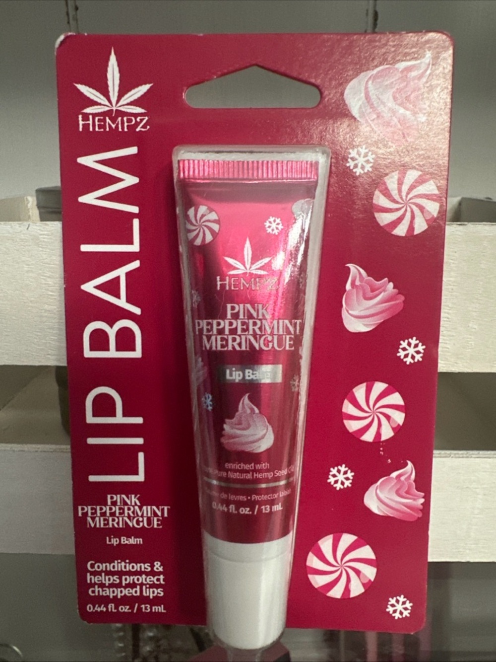 Hempz Pink Peppermint Meringue Lip Balm 0.44 oz Vegan THC-Free NIP